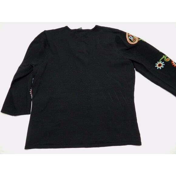 C'EST City knits Cardigan women's size LARGE black rayon NEW paisley (aa91) - Picture 6 of 6